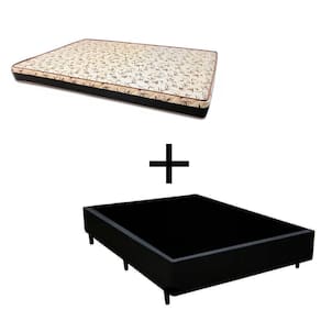 Cama Box 128 Viúva Tecido Sintético Preto Com Colchão Praia Bello Box - D28 Amarelo 57x128x188