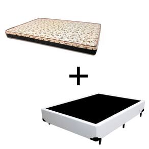 Cama Box 128 Viúva Tecido Sintético Branco Com Colchão Praia Bello Box - D28 Amarelo 57x128x188