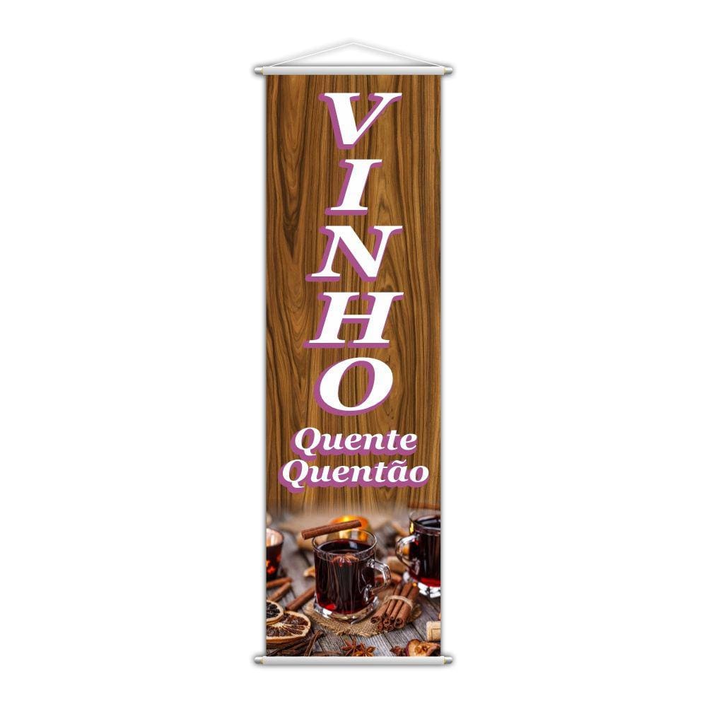 Banner Vinho Quente Quentão Bebidas Xícaras 100x30cm