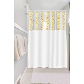 Cortina de Box Vinil FLORES com Visor Retangular e Ganchos - ( 1,35m x 2,00m ) - PANAMI
