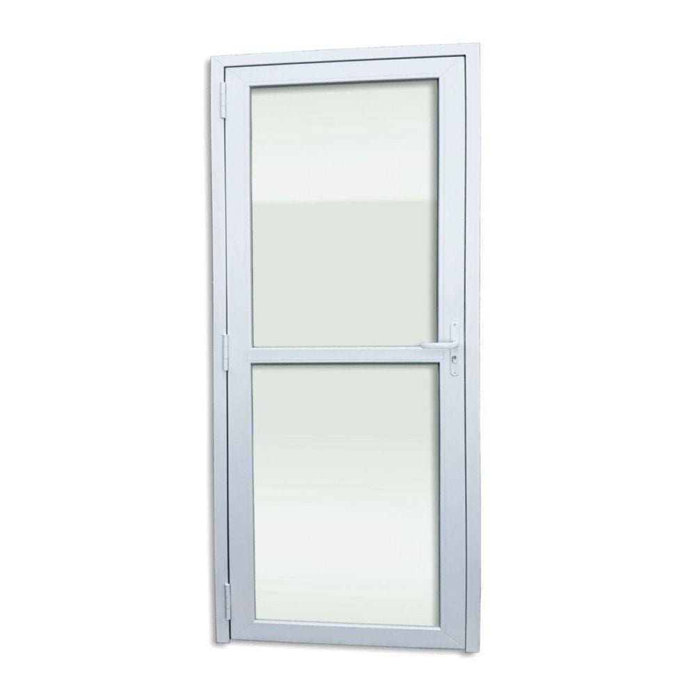 Porta de PVC 216x70cm Com 2 vidros inferior temperado ITEC Brimak Branco
