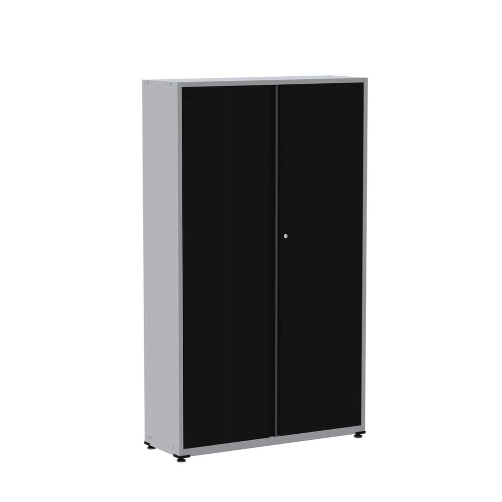 Armário 2 Portas 4 Prateleiras AP403SL Aço Pandin Móveis Cinza/Preto