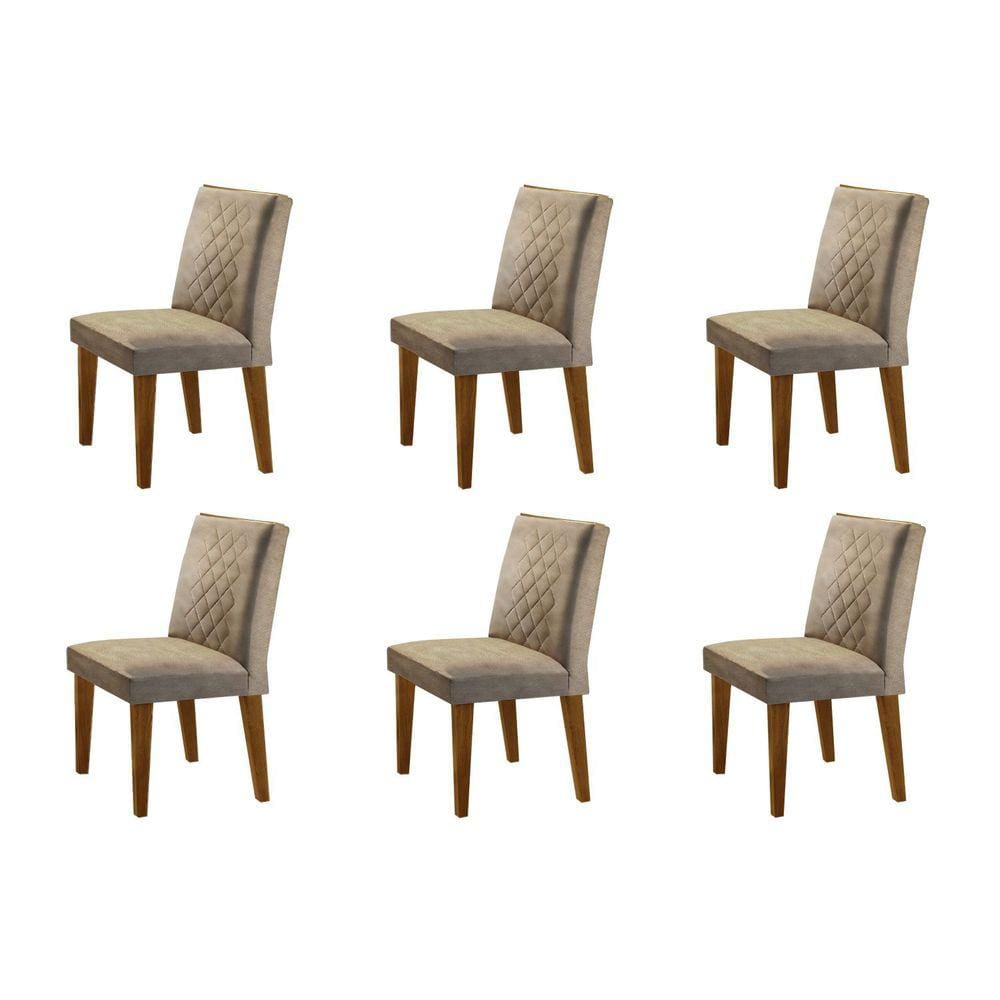 Conjunto 6 Cadeiras Madeira Sofia Rufato Animalle Chocolate/Capuccino