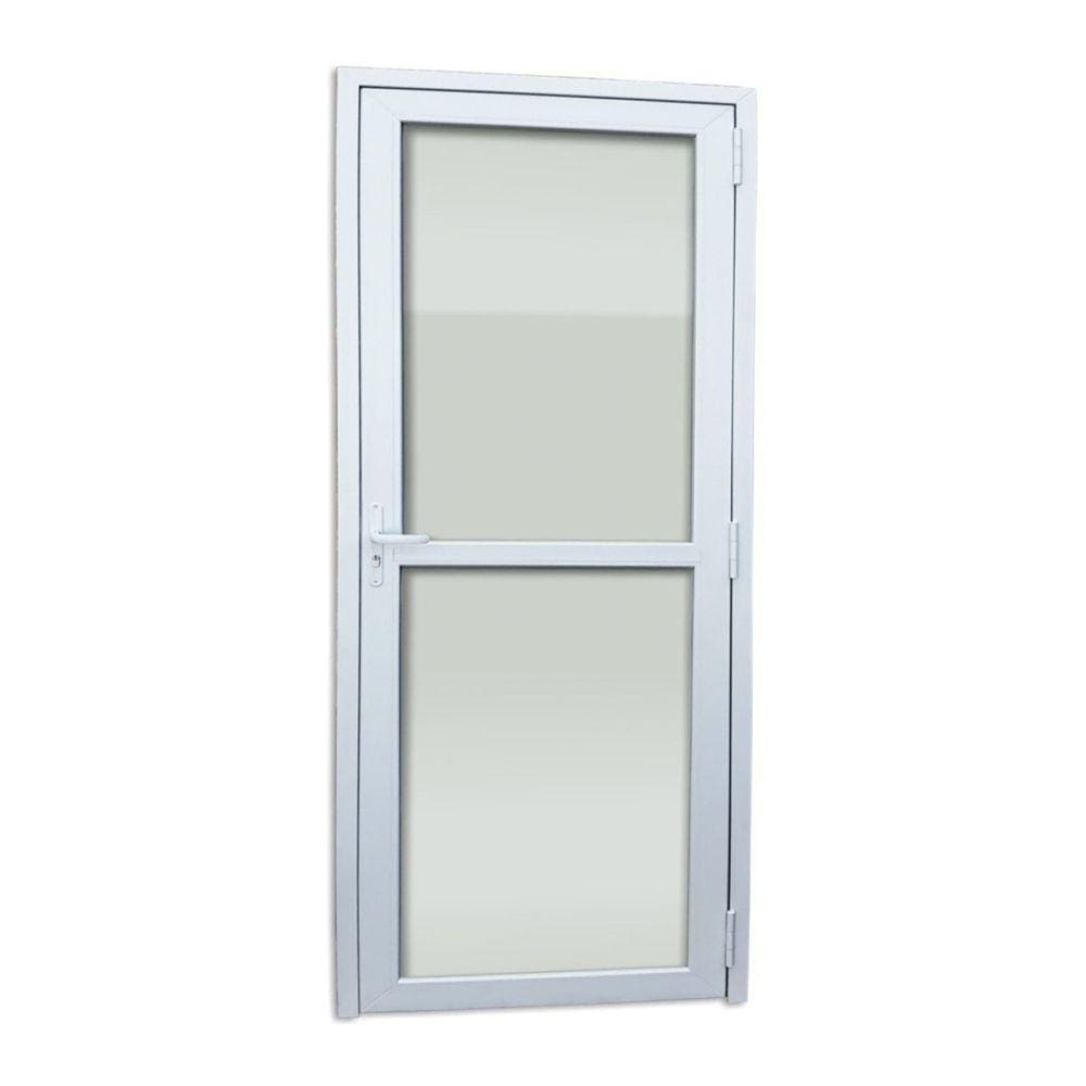 Porta de PVC 216x70cm Com 2 vidros inferior temperado ITEC Brimak Branco
