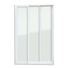 Porta de PVC de Correr 210x200cm Com 3 Folhas e Vidro liso Temperado ITEC Brimak Branco