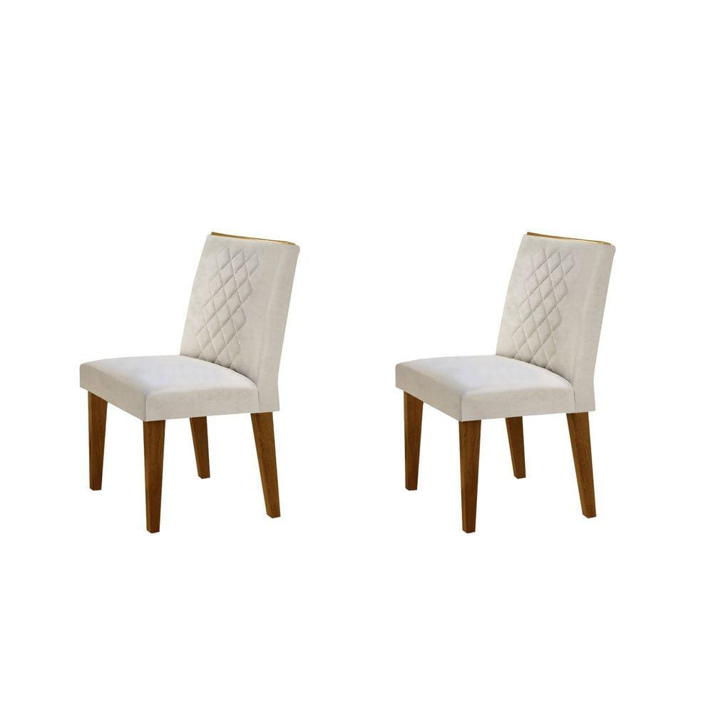 Conjunto 2 Cadeiras Madeira Sofia Rufato Veludo Creme/Capuccino