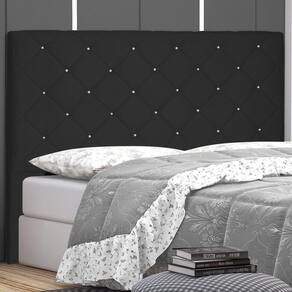 Cabeceira Casal 140cm em Suede Tânia Spezzia Preto