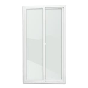 Porta de PVC de Correr 210x200cm Com 2 Folhas e Vidro liso Temperado ITEC Brimak Branco