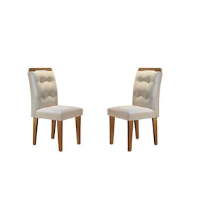 Conjunto com 2 Cadeiras Valentina Rufato Veludo Creme/Imbuia