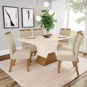 Conjunto Sala de Jantar Tampo MDF/Vidro 6 Cadeiras Helena Espresso Móveis