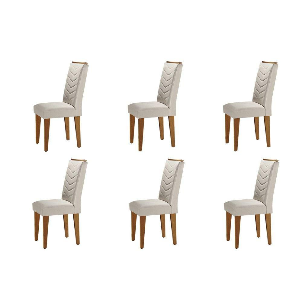 Conjunto 6 Cadeiras Madeira Munique Rufato Veludo Creme/Capuccino