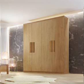 Guarda Roupa Solteiro 4 Portas 2 Gavetas Petra Rufato Imbuia/Imbuia/Imbuia