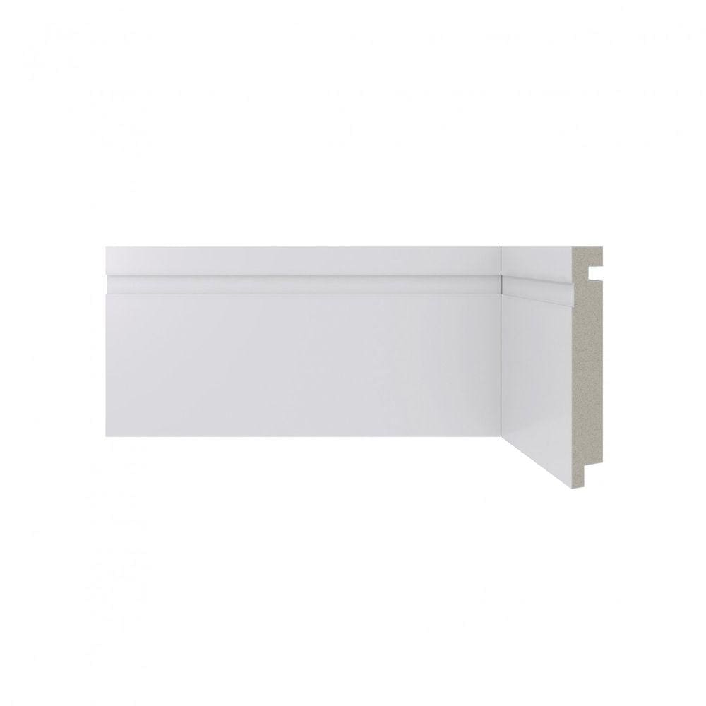 Rodapé de Poliestireno 10cm x 16mm x 2,40m Frisado Moderna 457 Santa Luzia - caixa com 10 Barras - Branco