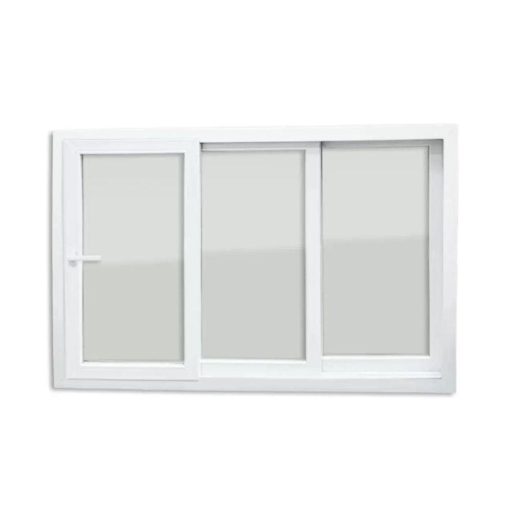 Janela de PVC 120x240cm 3 Folhas com Vidro Liso e Cremona ITEC Brimak Branco