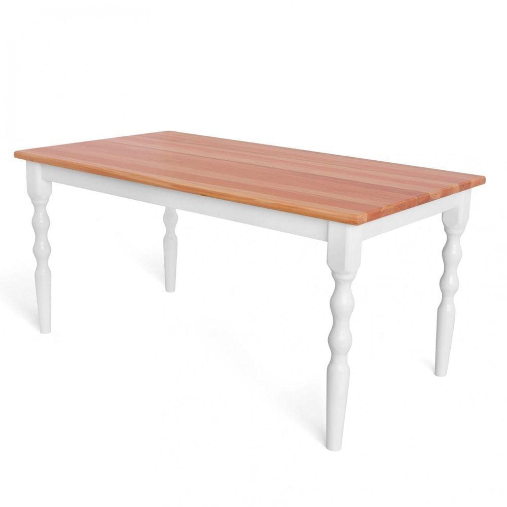 Mesa Retangular Pés Torneados Madeira Maciça 6 Lugares Gardênia Espresso Móveis Branco/Marroml
