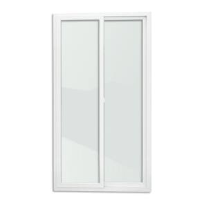 Porta de PVC de Correr 210x150cm Com 2 Folhas e Vidro liso Temperado ITEC Brimak Branco