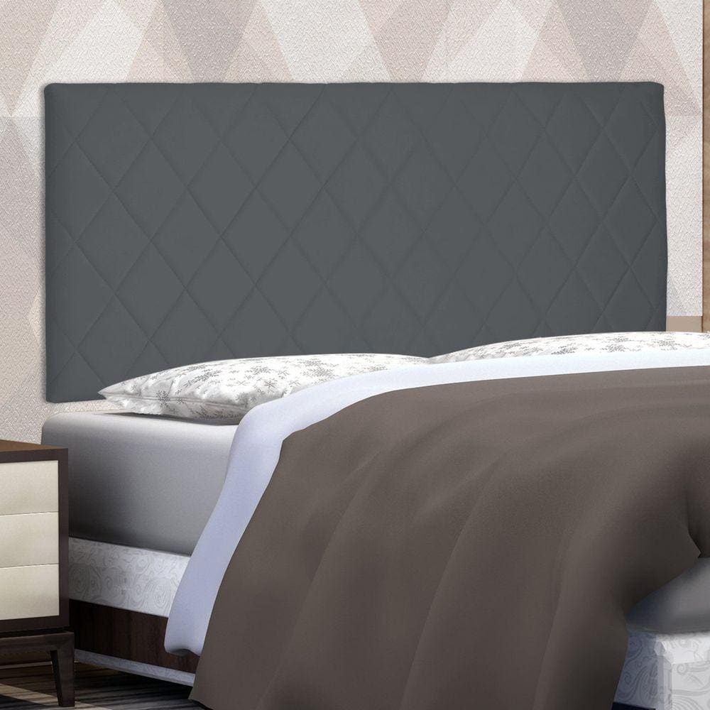 Cabeceira Suspensa King 195cm Suede Esmeralda Spezzia Cinza