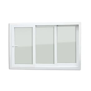 Janela de PVC 100x240cm 3 Folhas com Vidro Liso e Cremona ITEC Brimak Branco