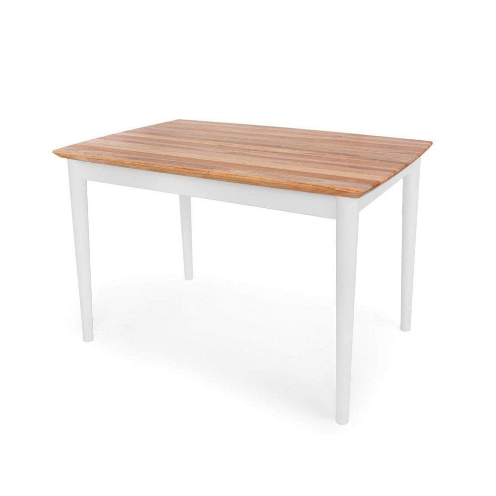 Mesa 6 Lugares Retangular Madeira Maciça Milena Ecomóveis Branco/Marroml