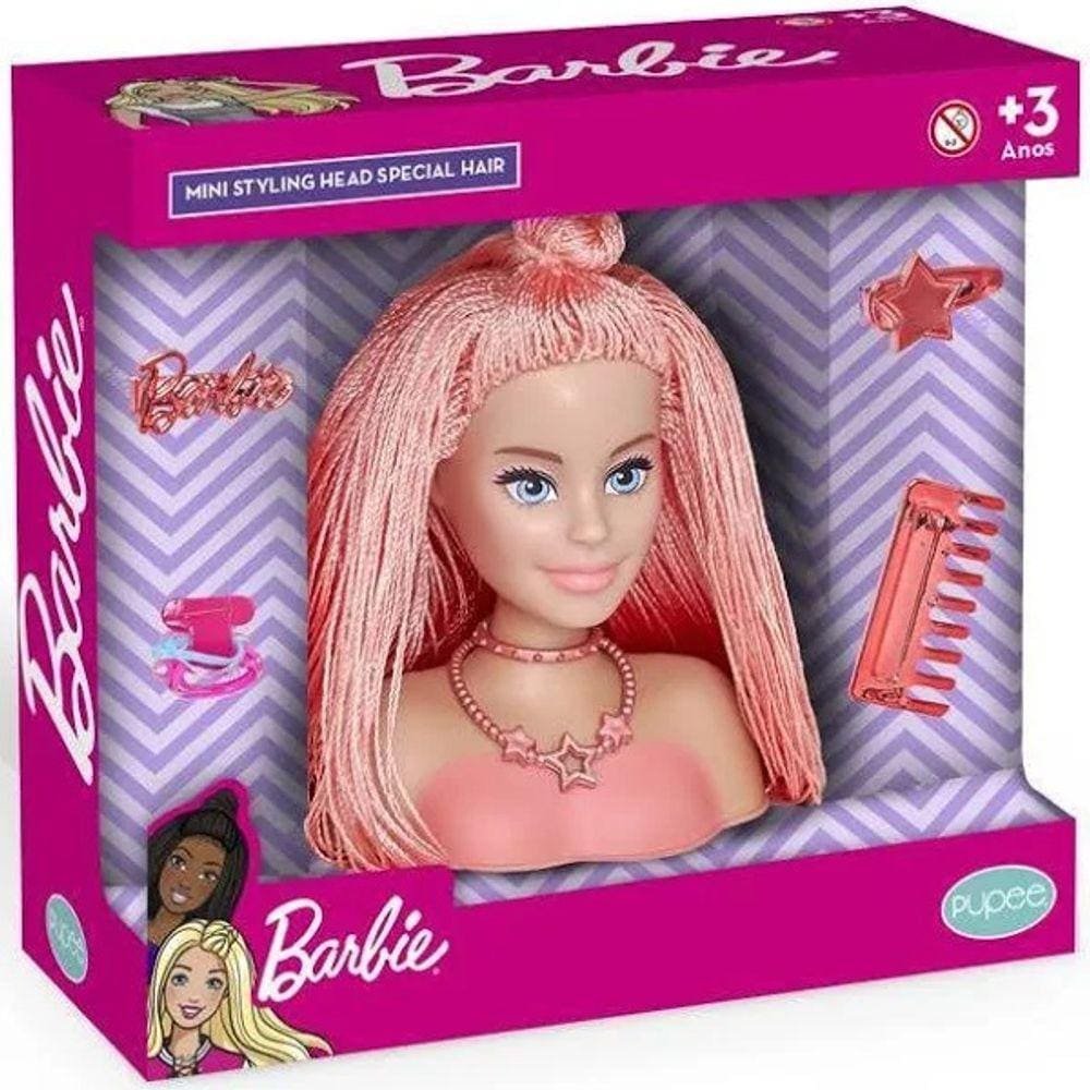 Barbie Mini Busto STYLING Head Special Hair Salmao Pupee