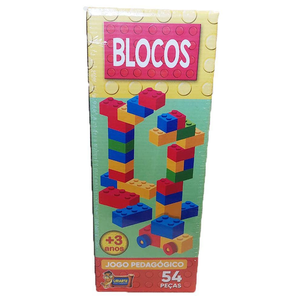 Blocos de Montar Coloridos - 54 Peças