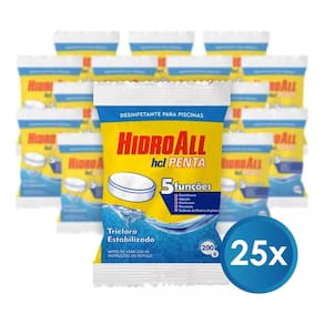 KIT 25 Cloro pastilha 5 em 1 HCLpenta 200gr Hidroall