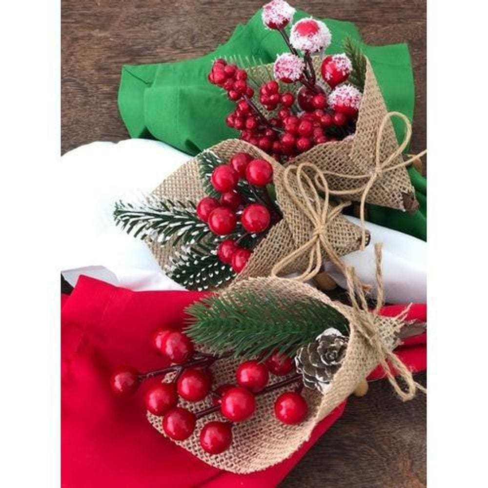 Porta Guardanapo Pregador Pick Natal Azevinho Vermelho 12Un