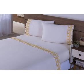 Jogo De Lençol Cama Viúva 100% Algodão 4 Peças Amarelo