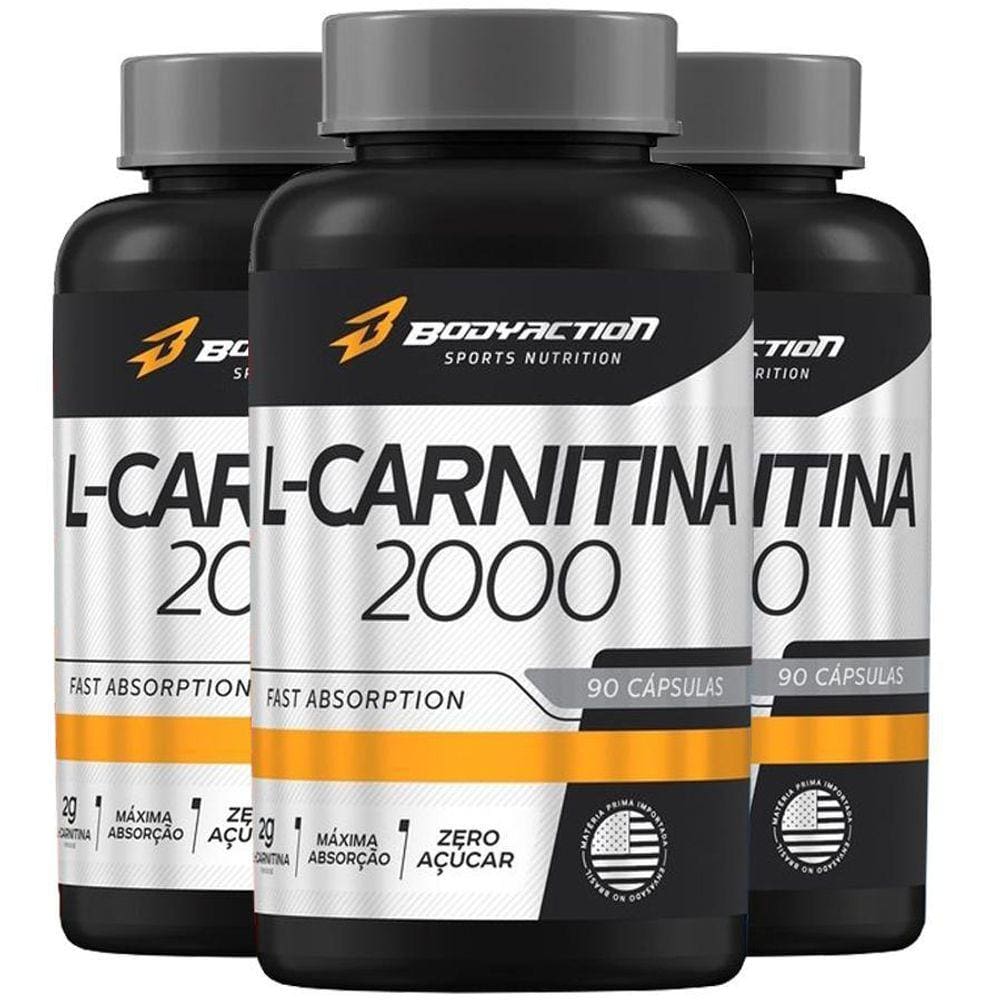 L-Carnitina 2000Mg Com 90 Cápsulas 3 Potes Bodyaction