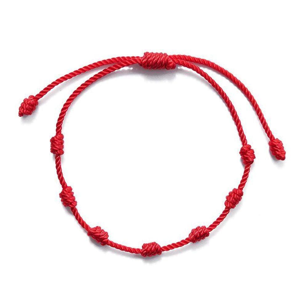 Kit 2 Pulseiras Vermelha Sete Nós Kabbalah Afastar O Mal