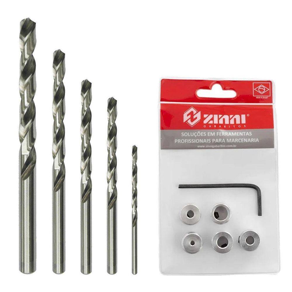 Kit Limitador De Profundidade Com Brocas 2.5Mm A 10Mm Zinni