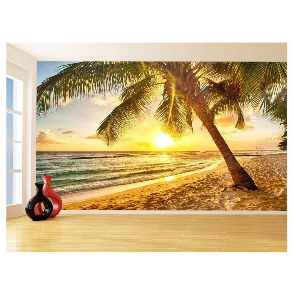 Papel De Parede 3D Paisagem Por Do Sol Mar Praia 3,5M Pds39