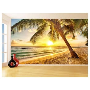 Papel De Parede 3D Paisagem Por Do Sol Mar Praia 3,5M Pds39