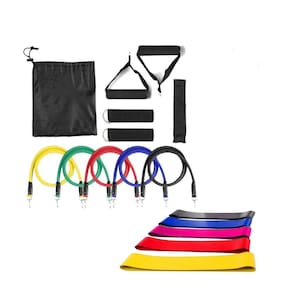 Kit Elástico Extensor 11 Peças Treinamento Funcional 5 Bands