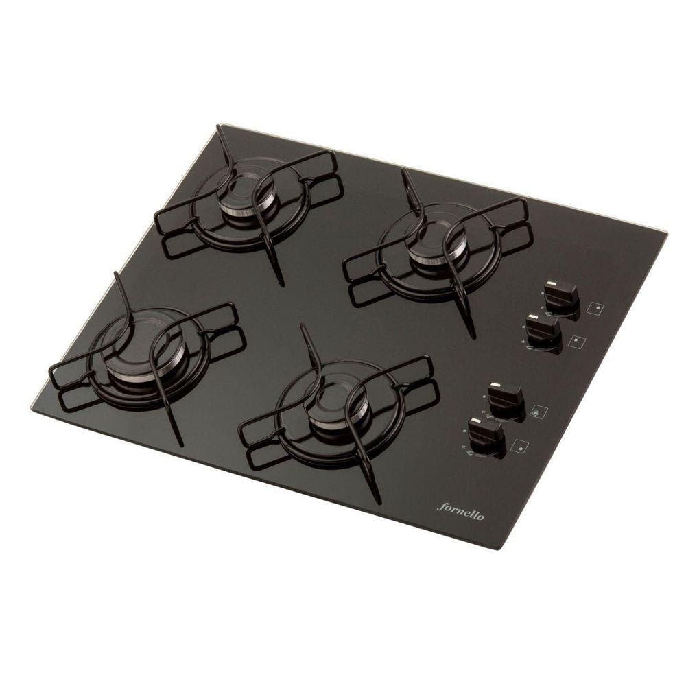 Fogão Cooktop Fornello 4 Bocas Preto A Gás