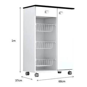Fruteira Natasha 1 Porta 1 Gaveta E 3 Cestos Branco/Preto
