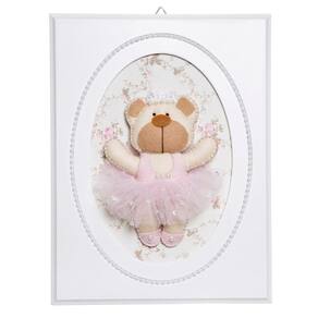 Quadrinho Balé Pérolas Ursa Bailarina Quarto Bebê Infantil