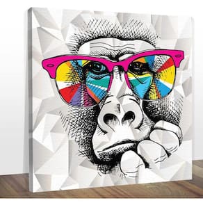 Quadro Decorativo Macaco Óculos Colorido Midiapoparte 60X60