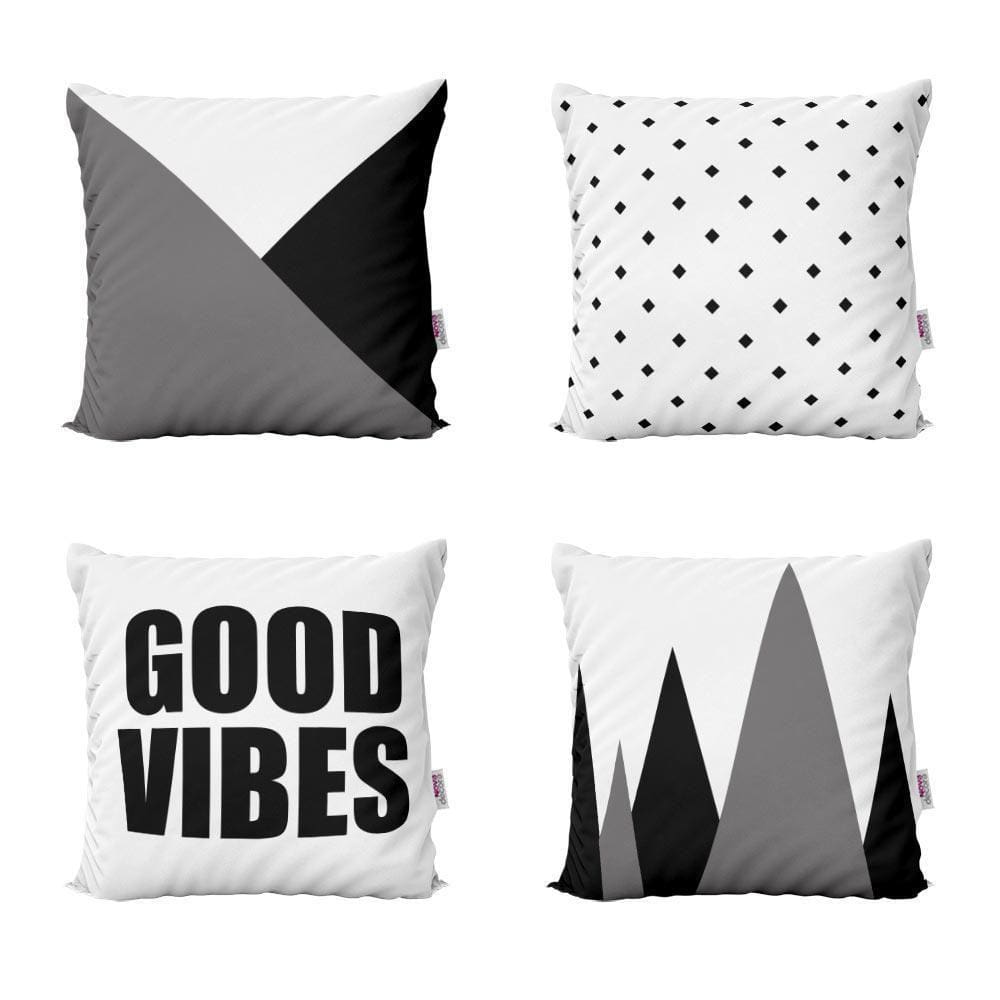 Almofadas Decorativas Preto Branco E Cinza Good Vibes 40X40