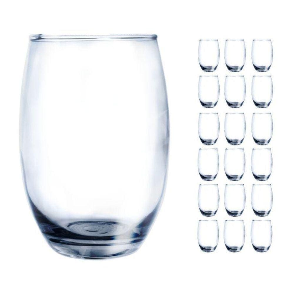 Copo Vidro 450Ml Suco, Água Bellagio Kit Com 18 Transp.