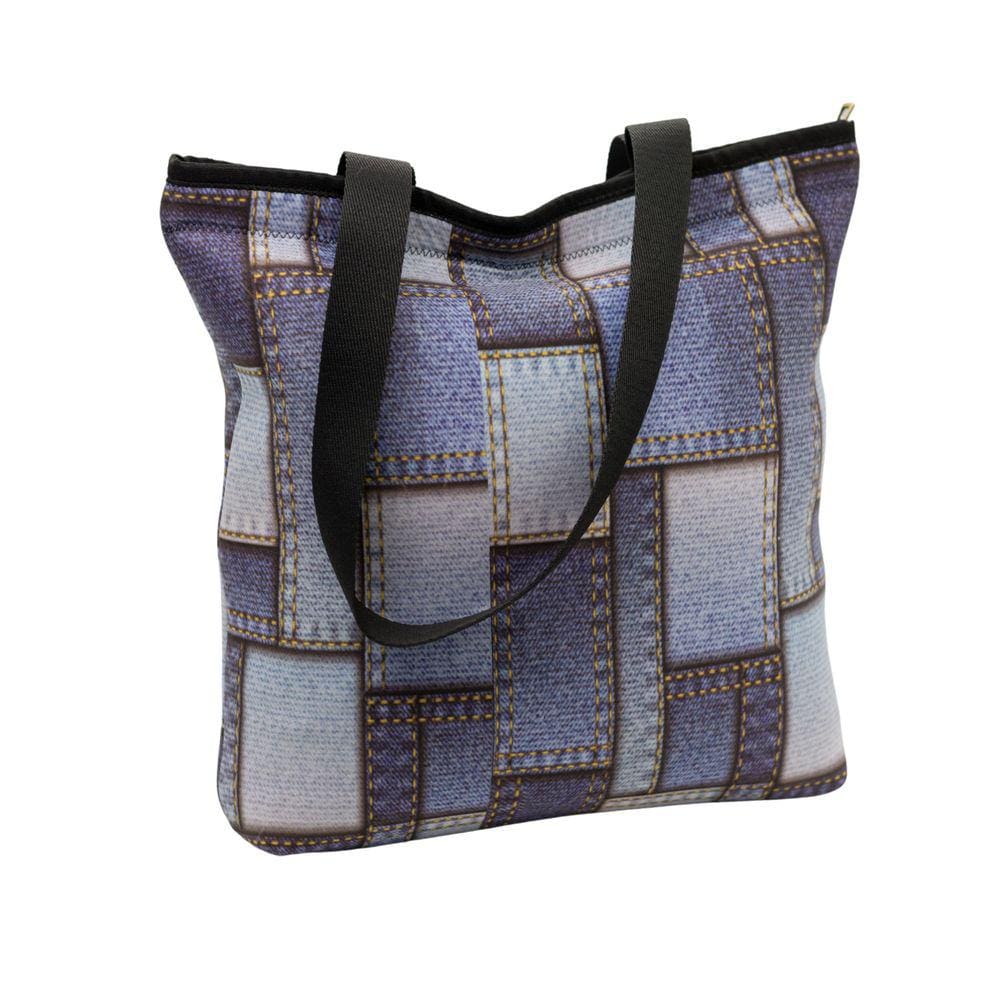 Bolsa Em Neoprene Mod Tote Bag Padrão Jeans