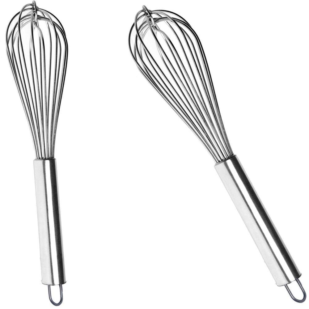 2 Batedor Ovos Fuet Profissional Inox 35Cm Reforçado Bolo