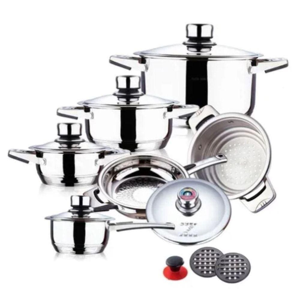 Jogo De Panelas 19 Peças Em Aço Inox Sameellihos Sa