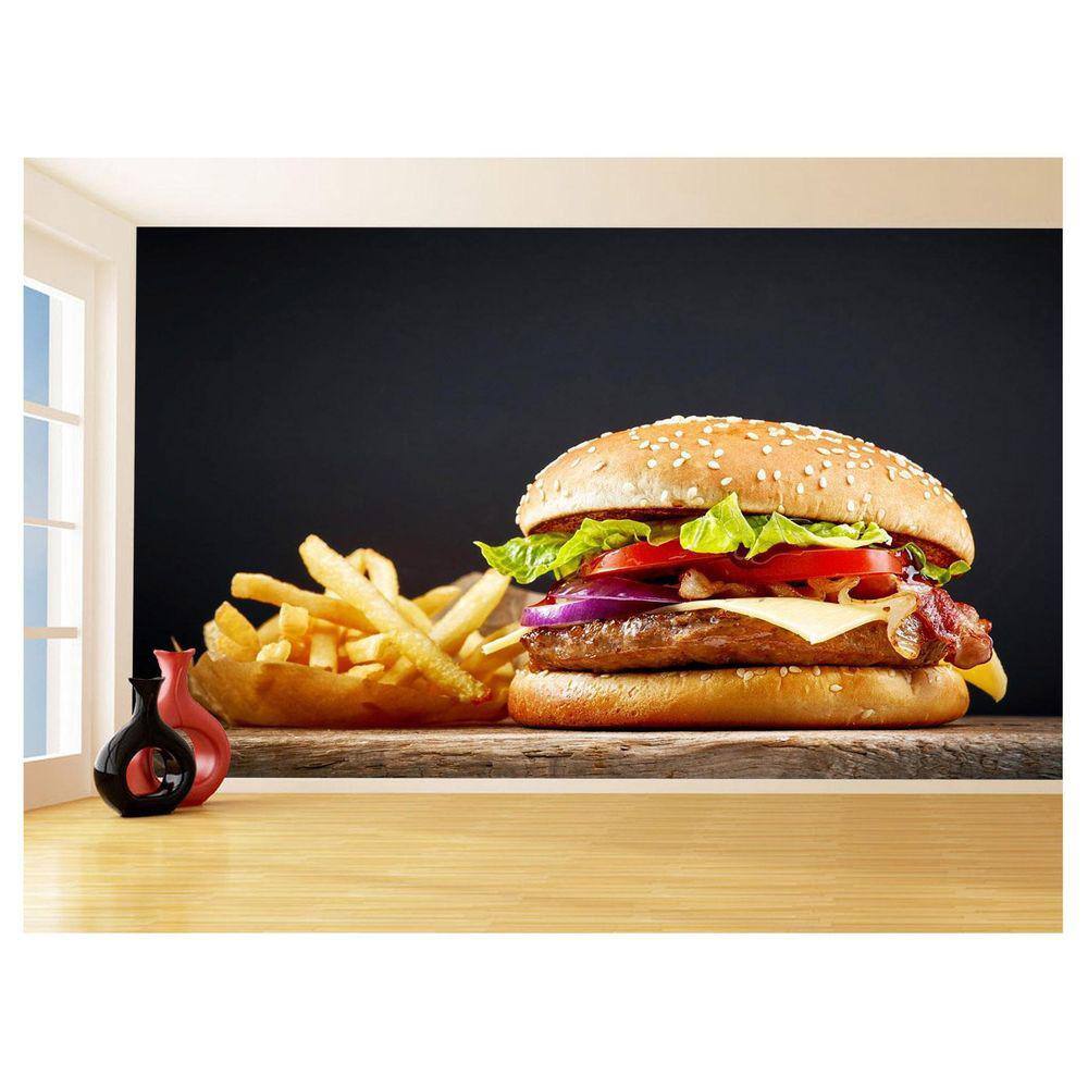 Papel De Parede 3D Alimentos Lanches Artesanais 3,5M Al435