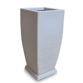Vaso De Planta + Prato Grande Polietileno 90X40 Cinza Claro