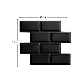 20 Placa Pvc 3D Revestimento De Parede Tijolinho Preto 25 Cm
