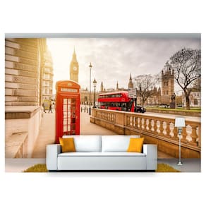 Papel De Parede Cidade Prédios Londres Cabine 6M² Ncd218