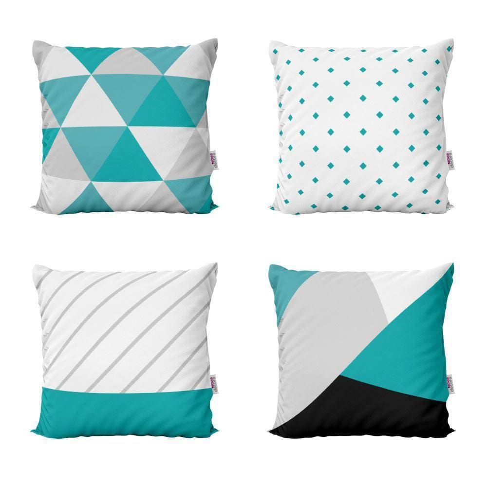 Kit 4 Almofadas Decorativas Azul Turquesa Para Sofá 40X40