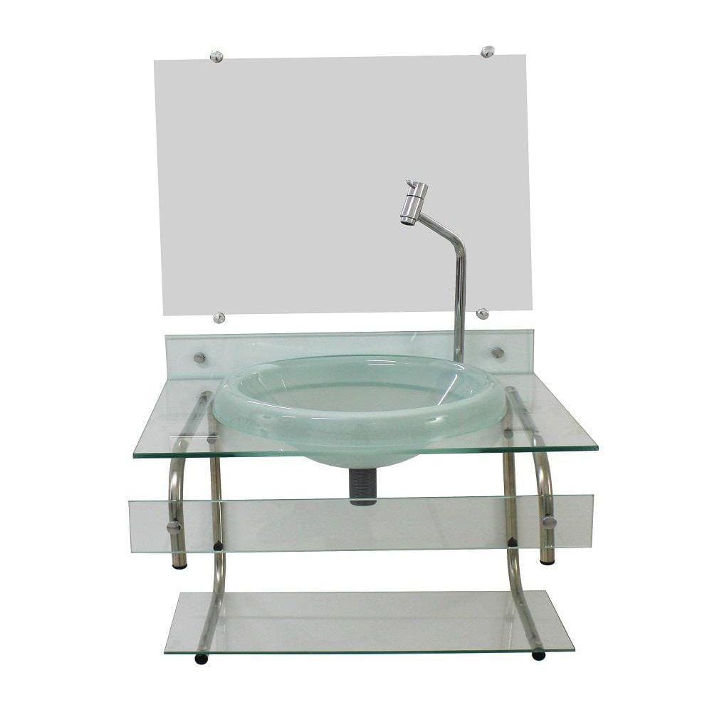 Gabinete Para Banheiro De Vidro Itxx 60Cm Inox - Incolor