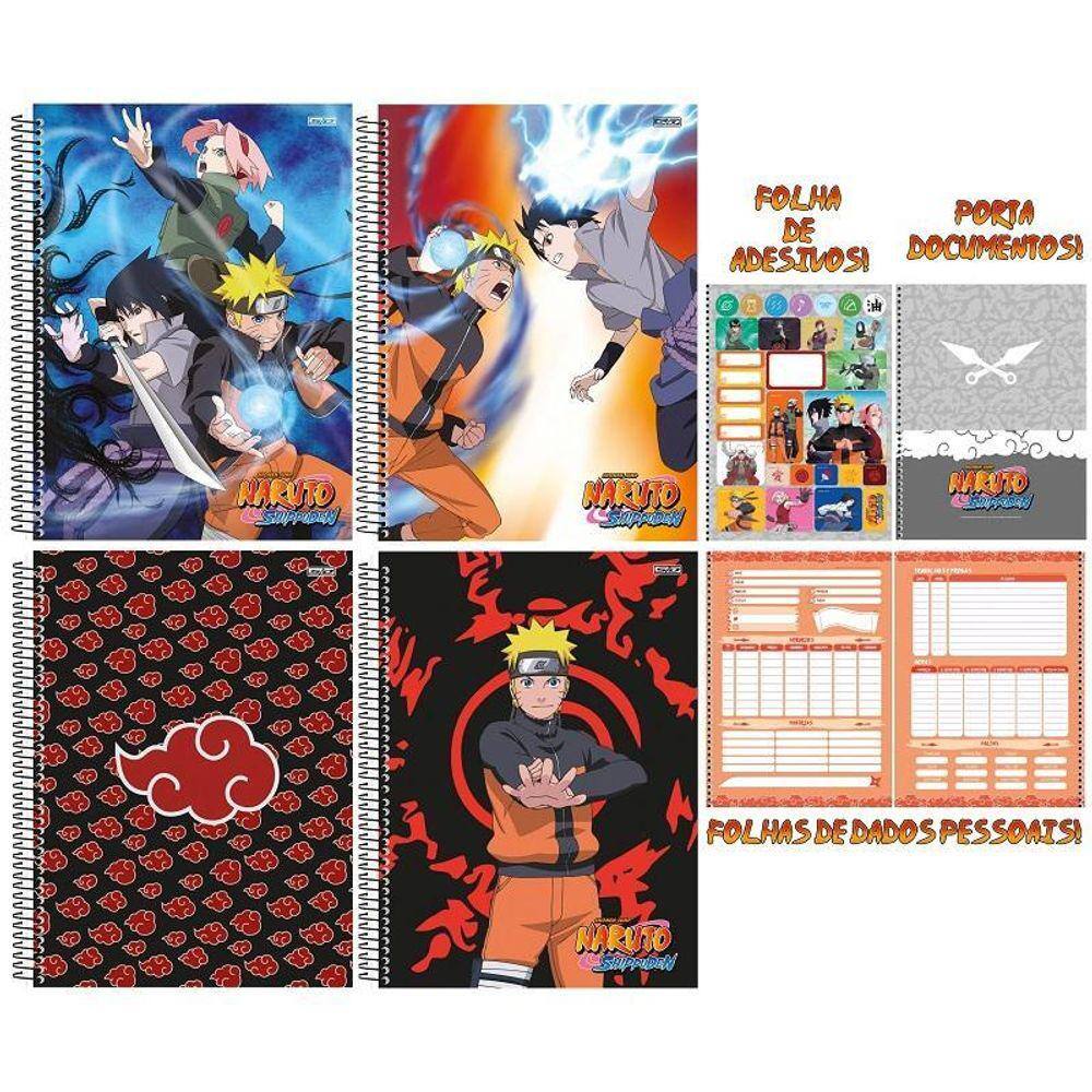 Kit 2 Cadernos Naruto Shippuden Brochurinha + Desenho Naruto em